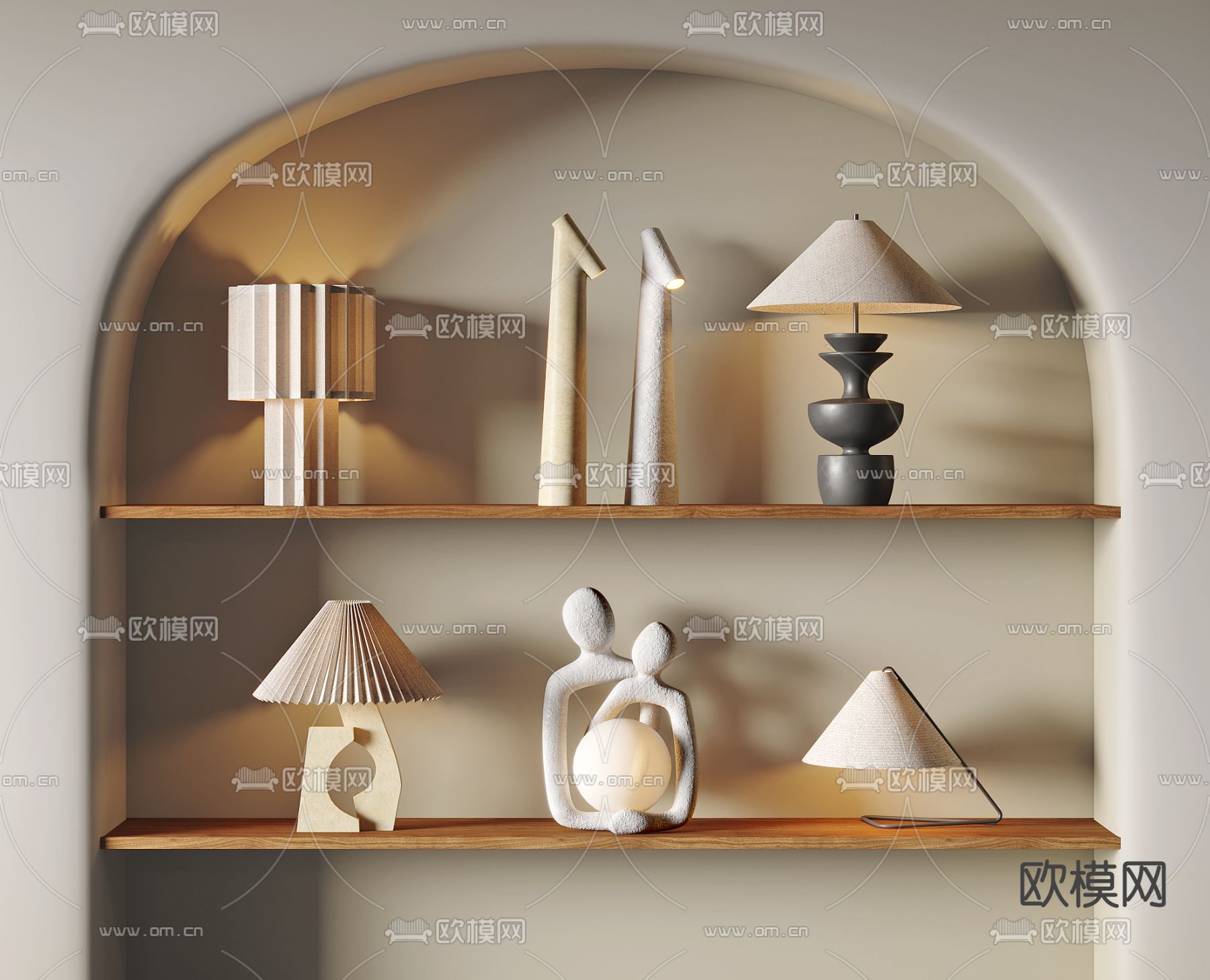 奶油风台灯 创意台灯3d模型下载