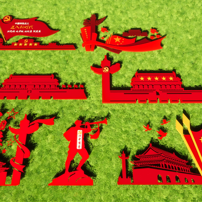  现代红色革命雕塑su模型 