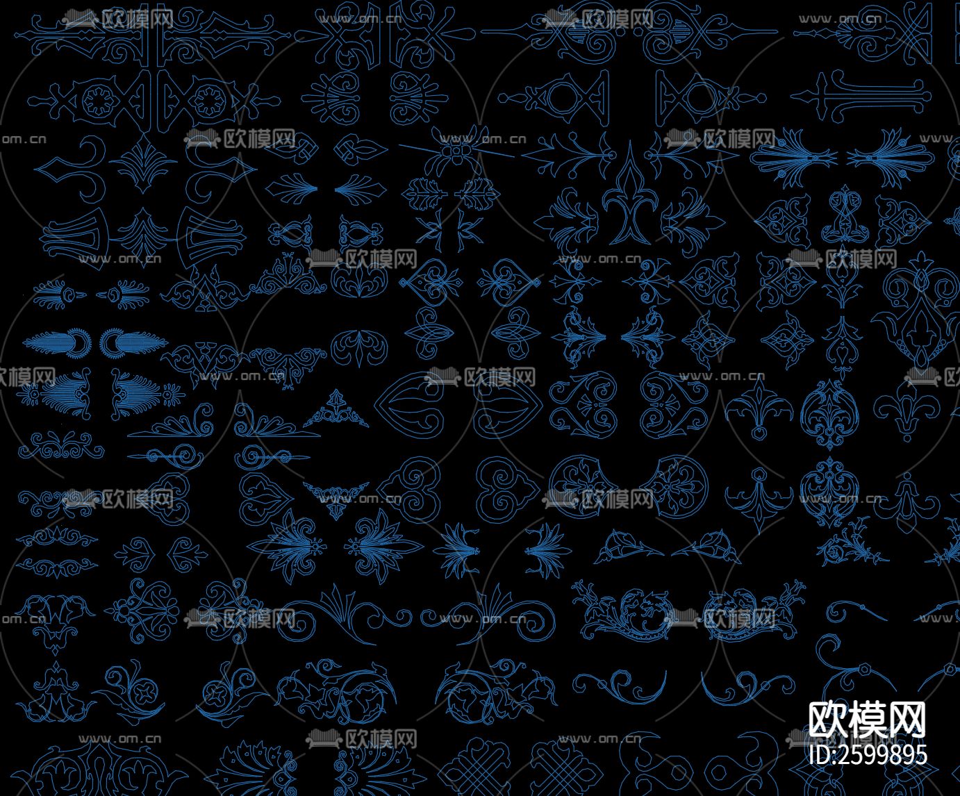 铁艺雕花花型CAD图库下载（渲染图2）