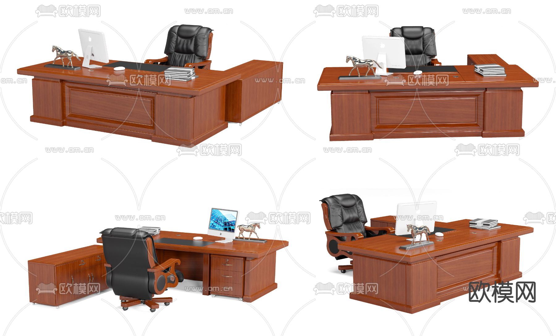 新中式办公桌 班台桌3d模型下载