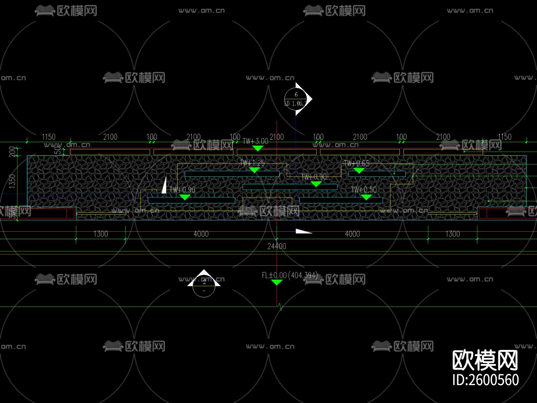 新中式山水景墙CAD节点大样下载（渲染图2）