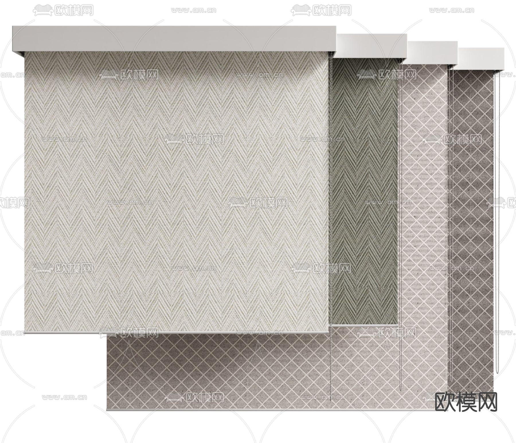 素色窗帘 卷帘3d模型下载