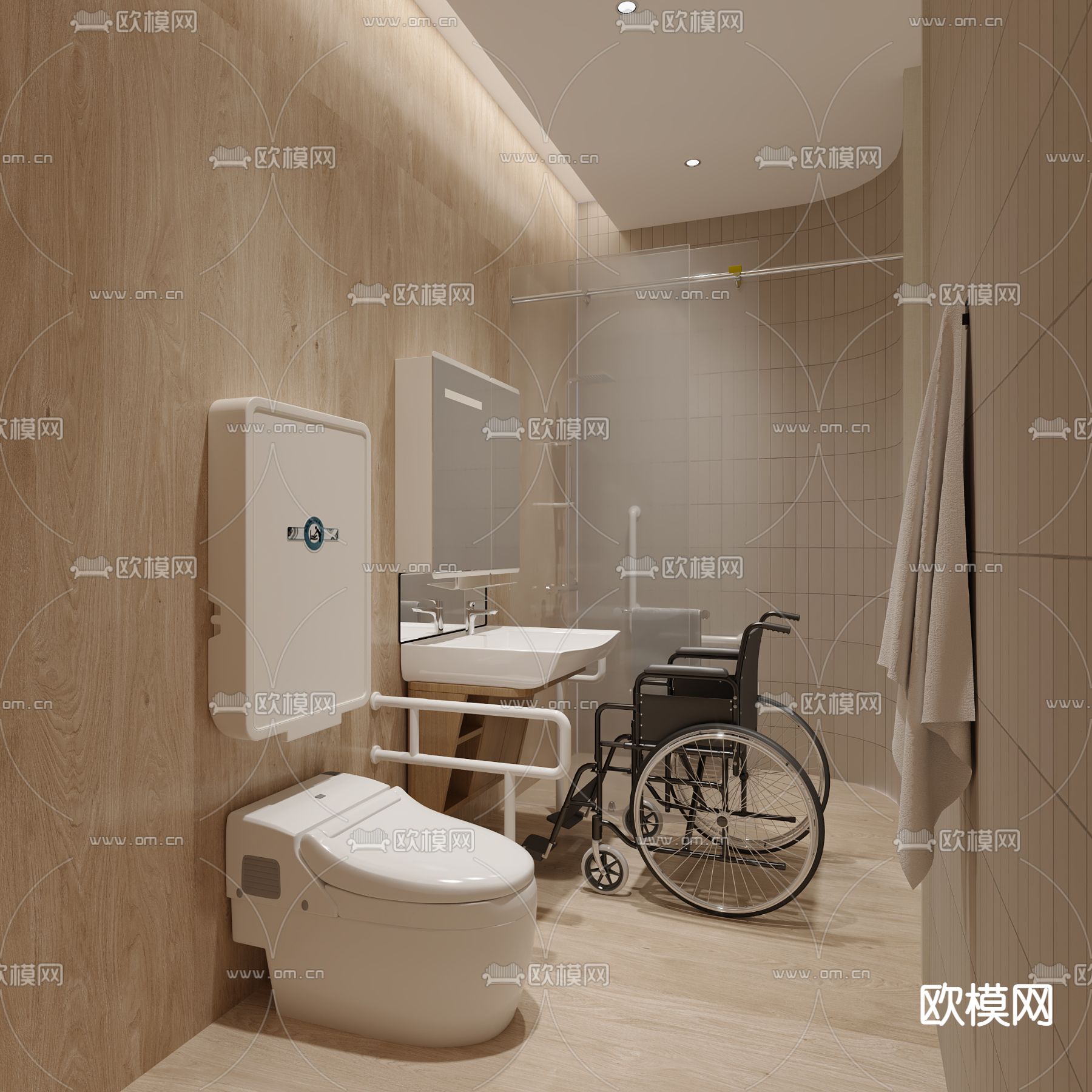 无障碍卫生间3d模型下载_ID14047922_3dmax免费模型-欧模网