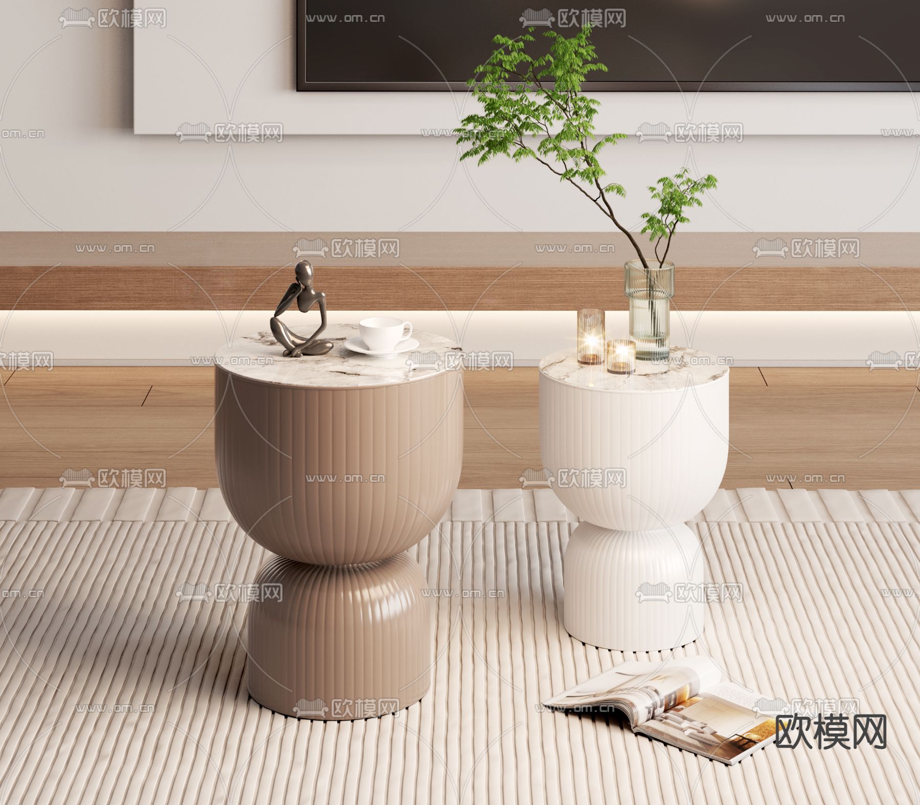 现代边几 圆几3d模型下载