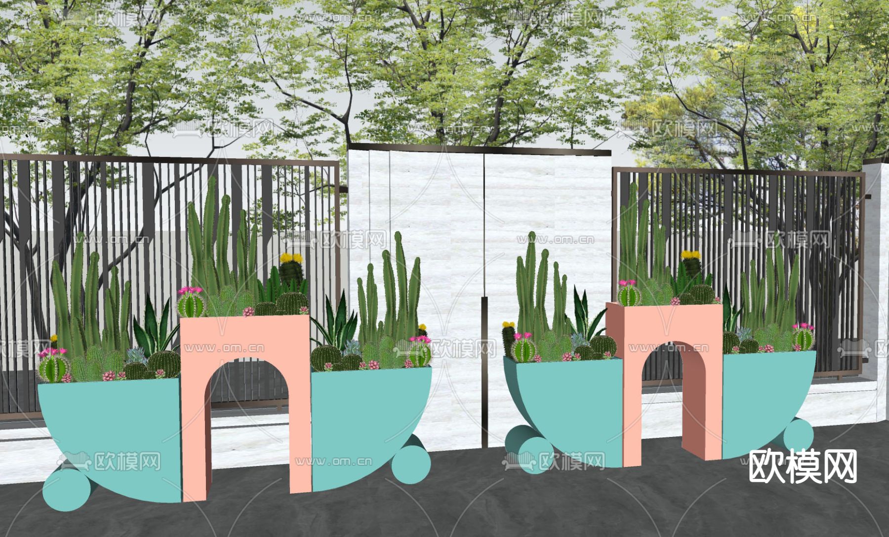 花箱 花池su模型下载（渲染图3）