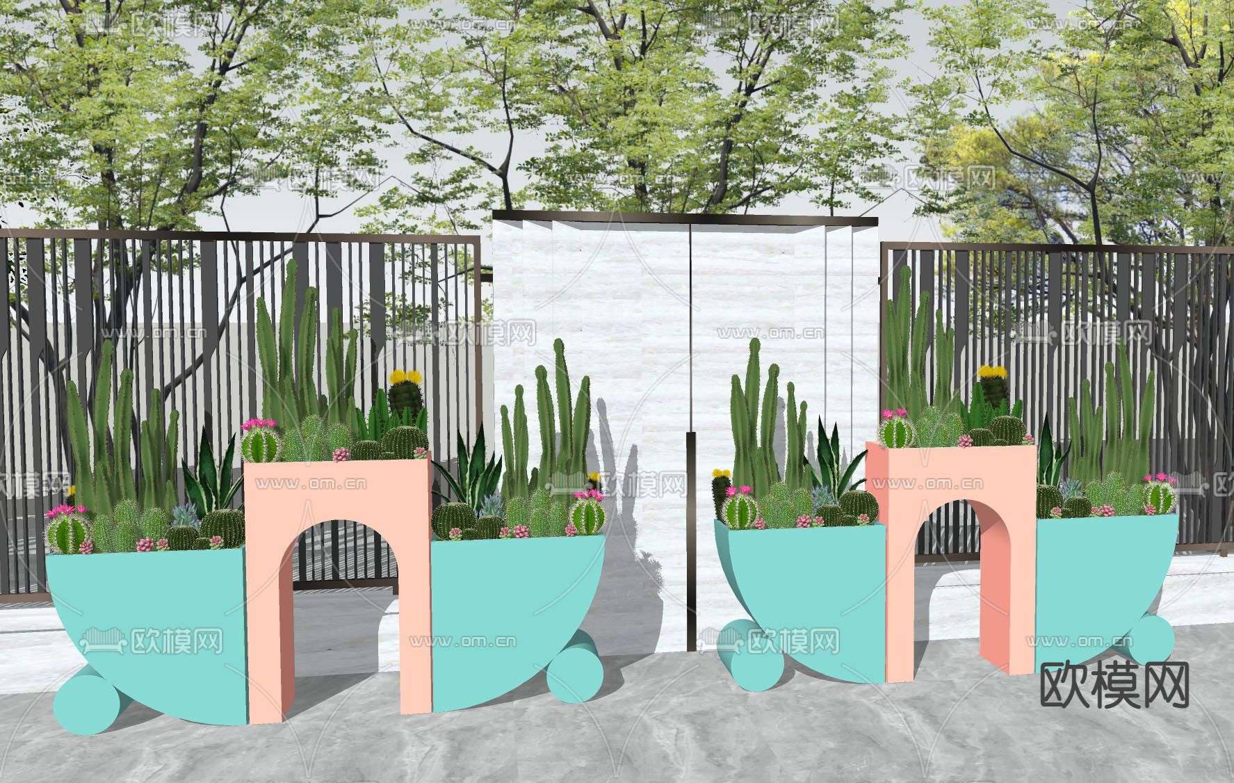 花箱 花池su模型下载（渲染图2）