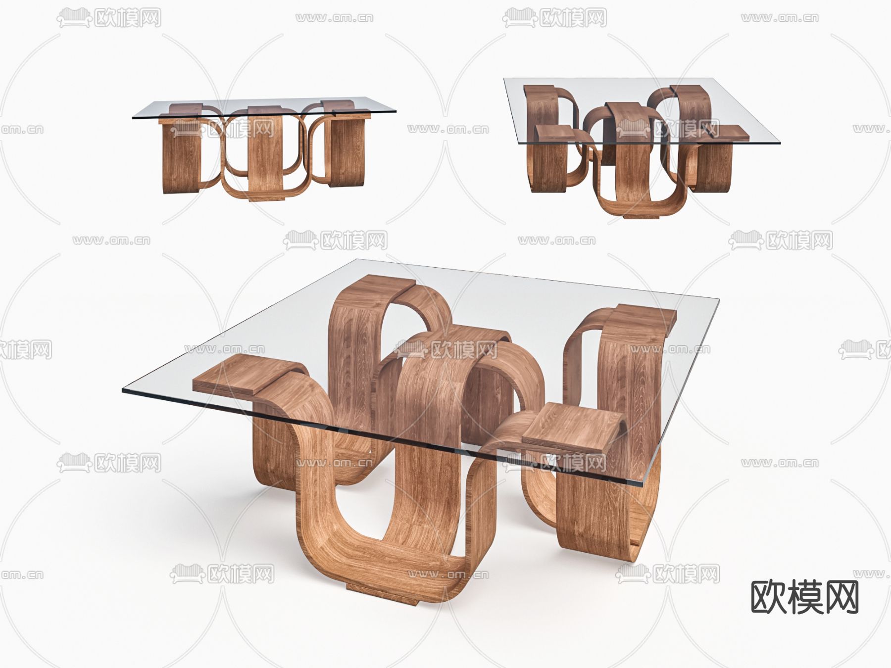 玻璃茶几 方几3d模型下载