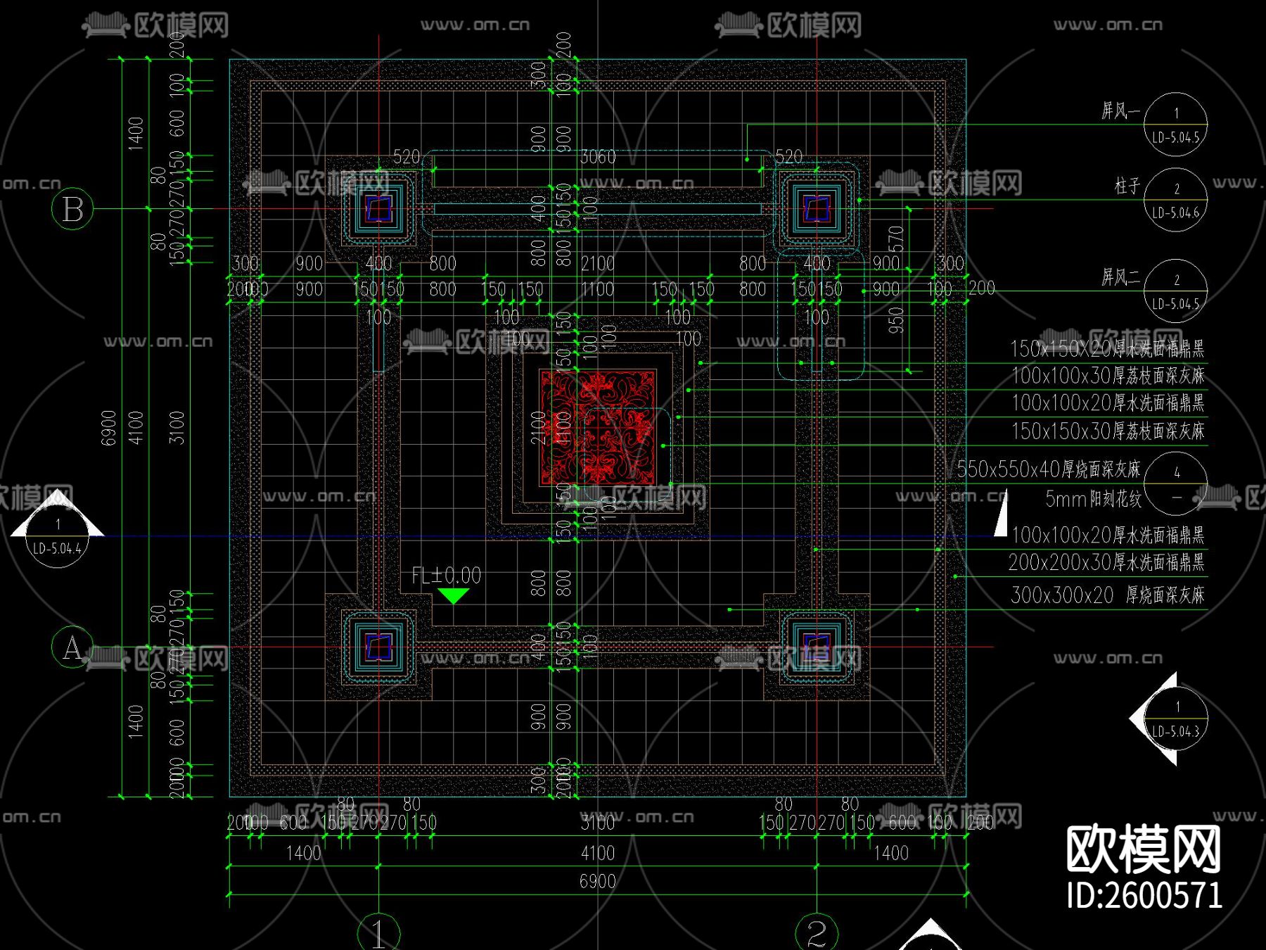 新中式国风四角亭CAD节点大样下载（渲染图5）