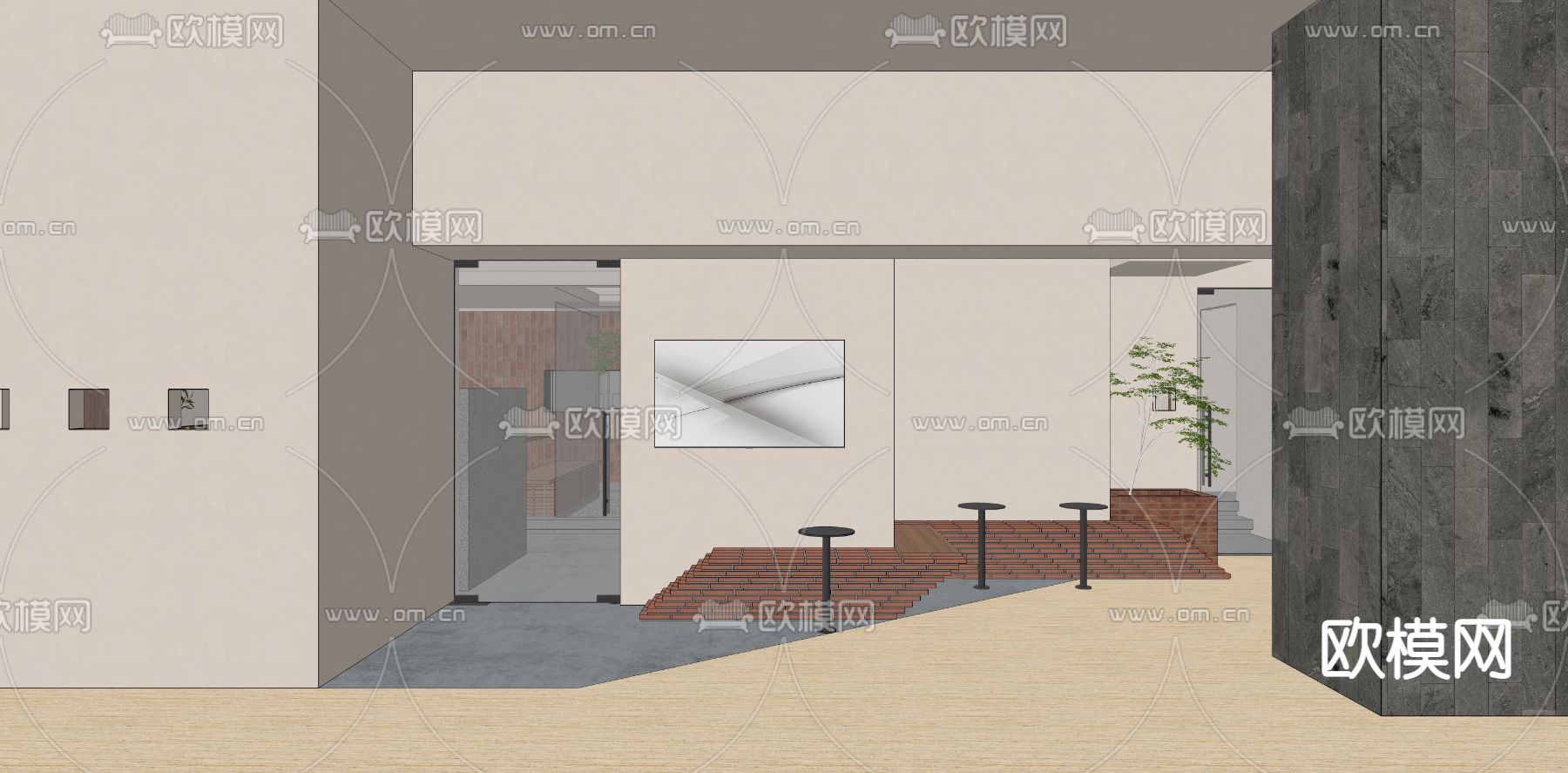 现代快餐店su模型下载（渲染图3）