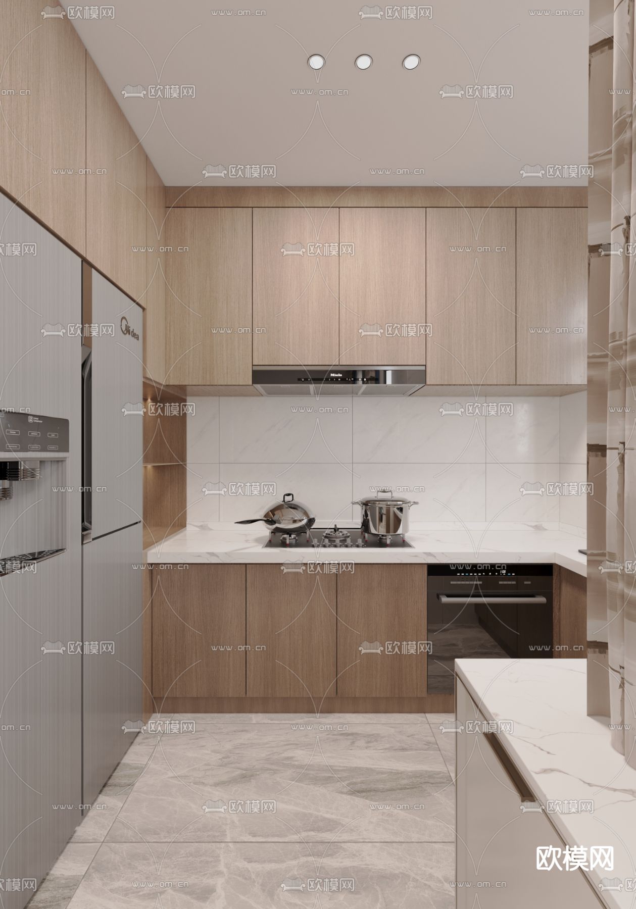 新中式客厅 餐厅免费3d模型下载（渲染图5）