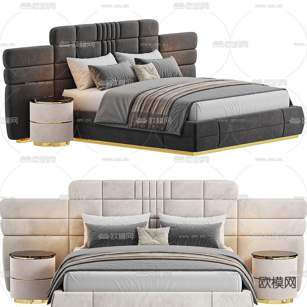 Minotti 双人床3d模型下载（渲染图2）