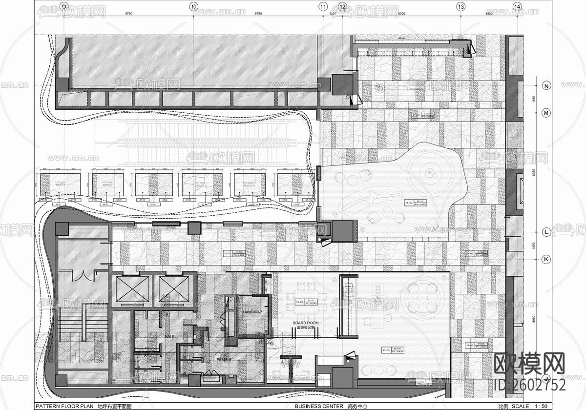 酒店商务休闲中心CAD施工图下载（渲染图1）