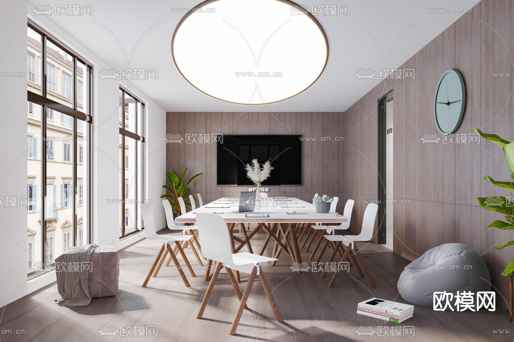 北欧会议室su模型下载（渲染图1）