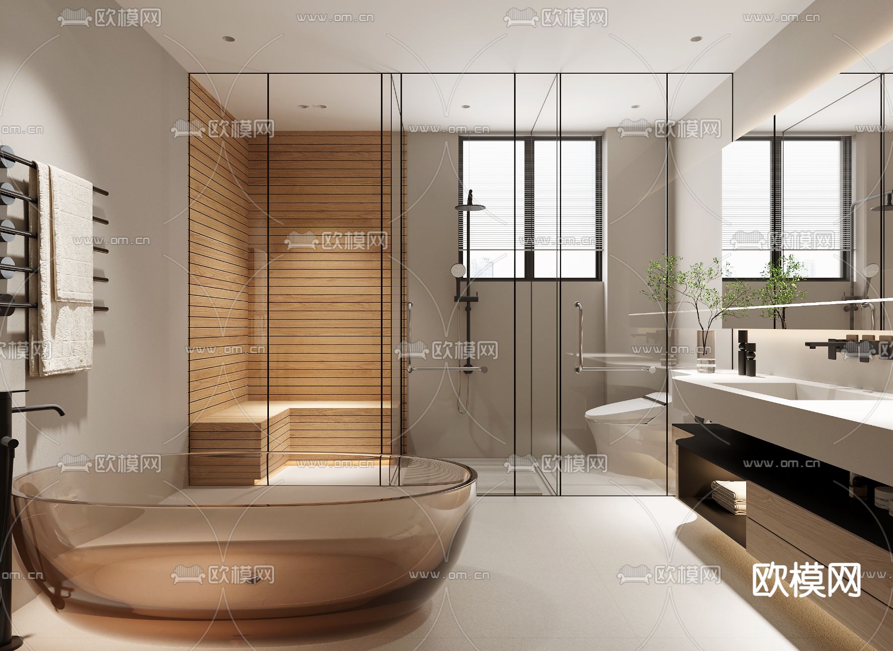 现代卫生间 浴室3d模型下载