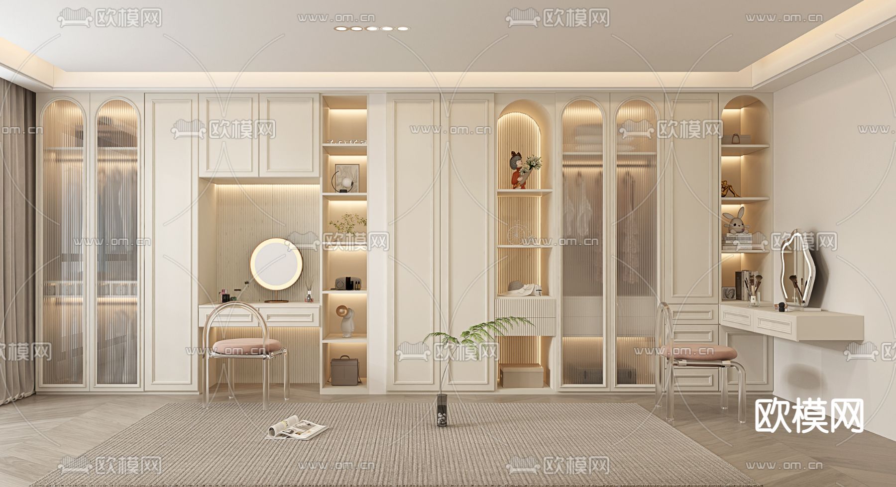 一体式衣柜 梳妆台3d模型下载