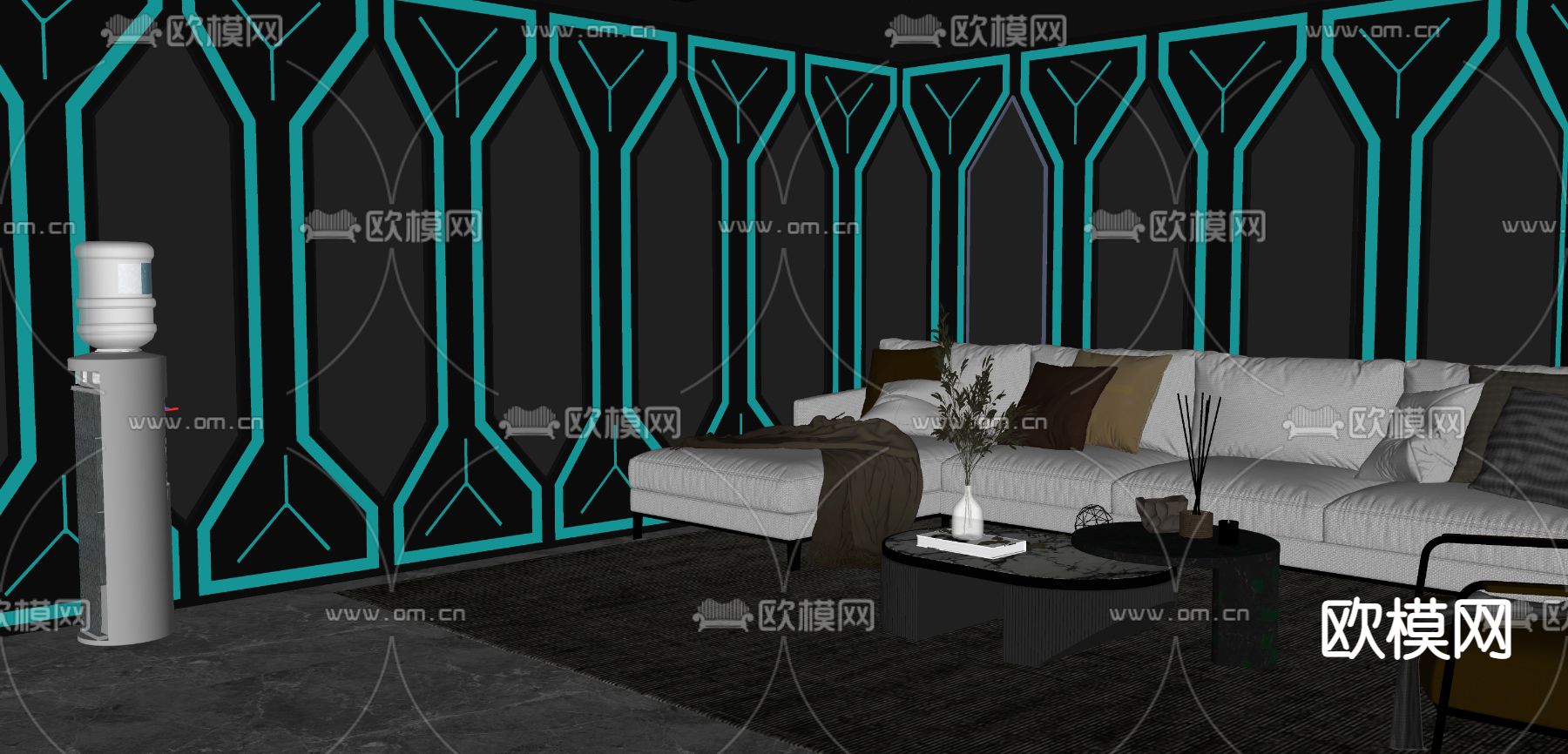现代网咖 休息包厢su模型下载（渲染图2）