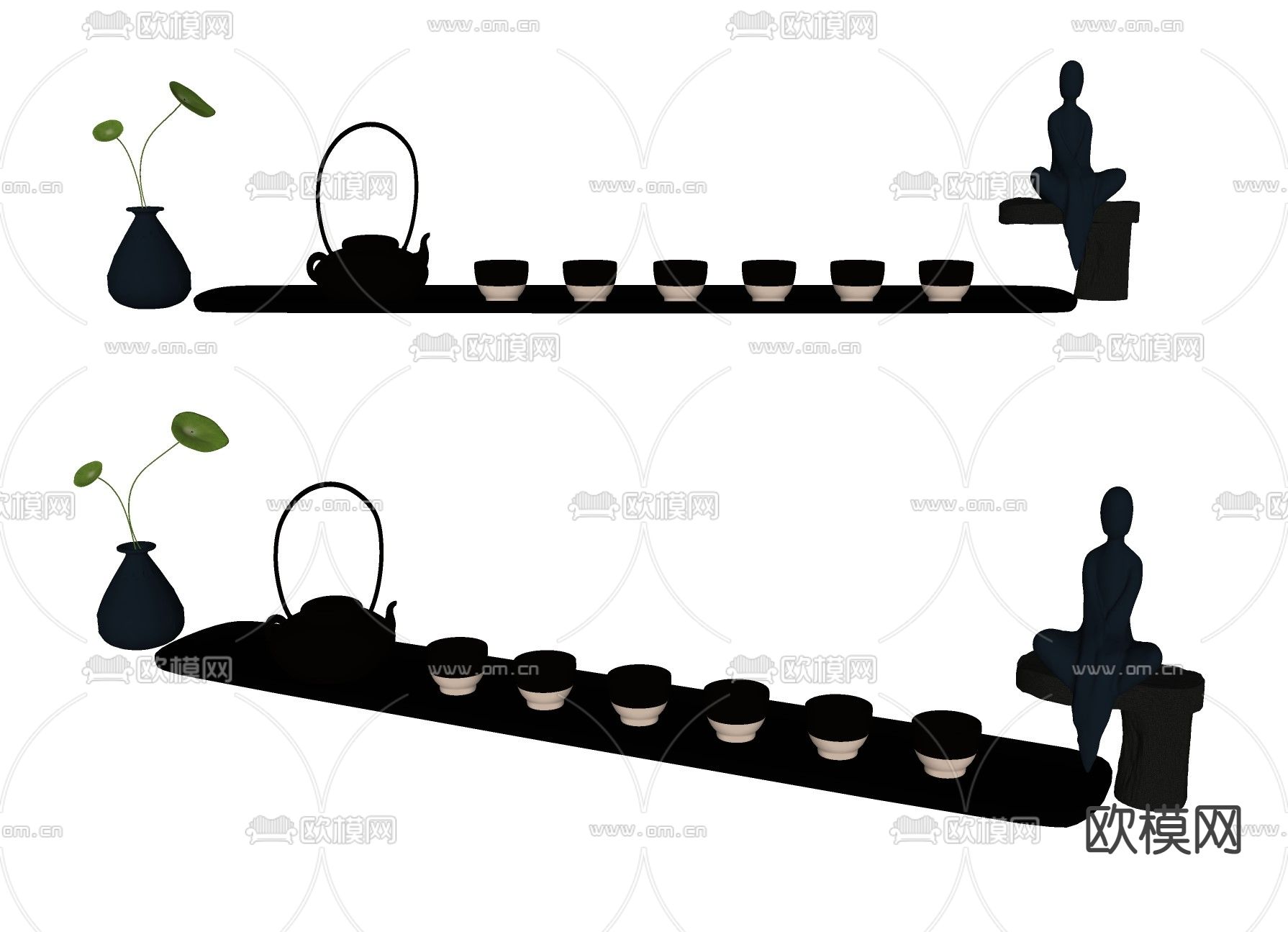新中式茶具 茶壶 茶宠su模型下载（渲染图2）