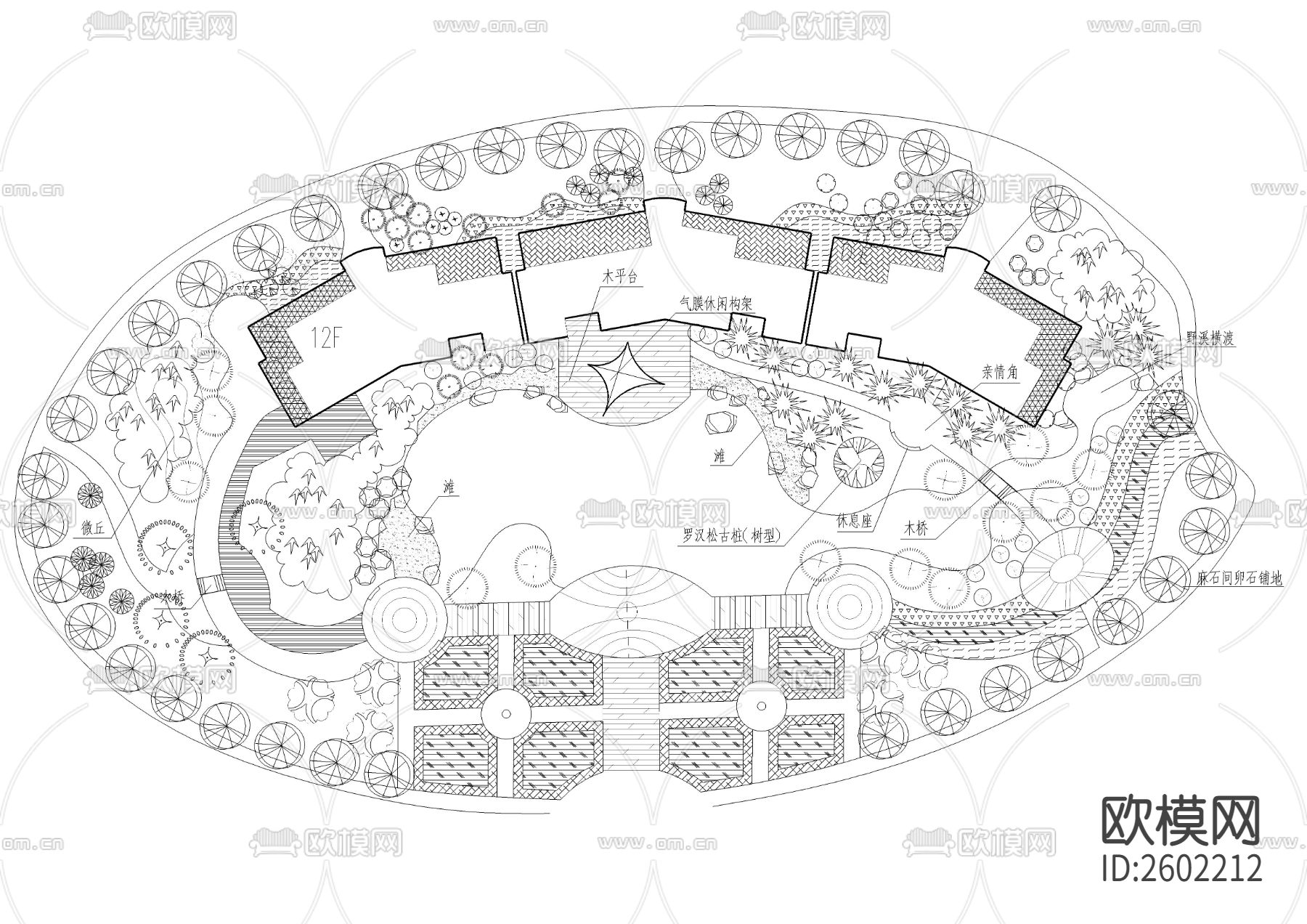 小公园景观平面图CAD施工图下载（渲染图4）