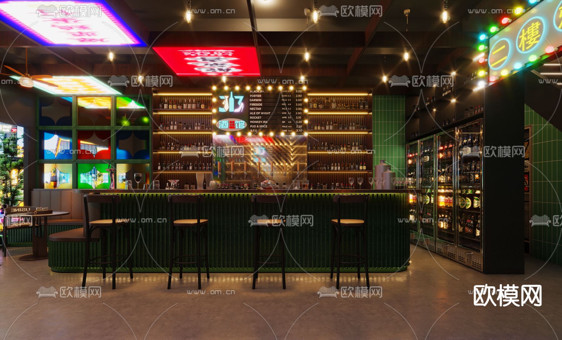酒吧 清吧 音乐餐吧3d模型下载（渲染图1）