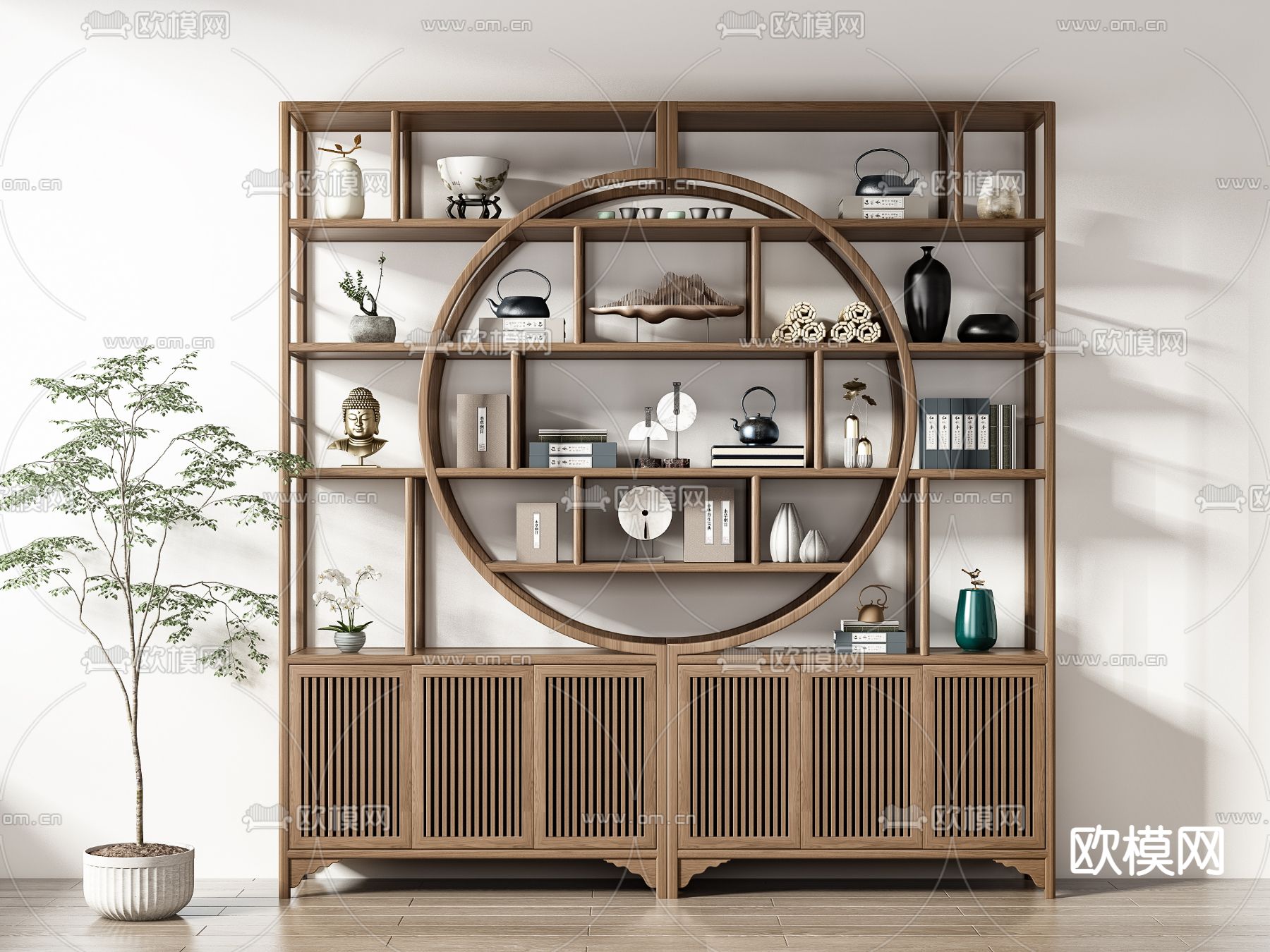 博古架  陈列柜3d模型下载（渲染图1）