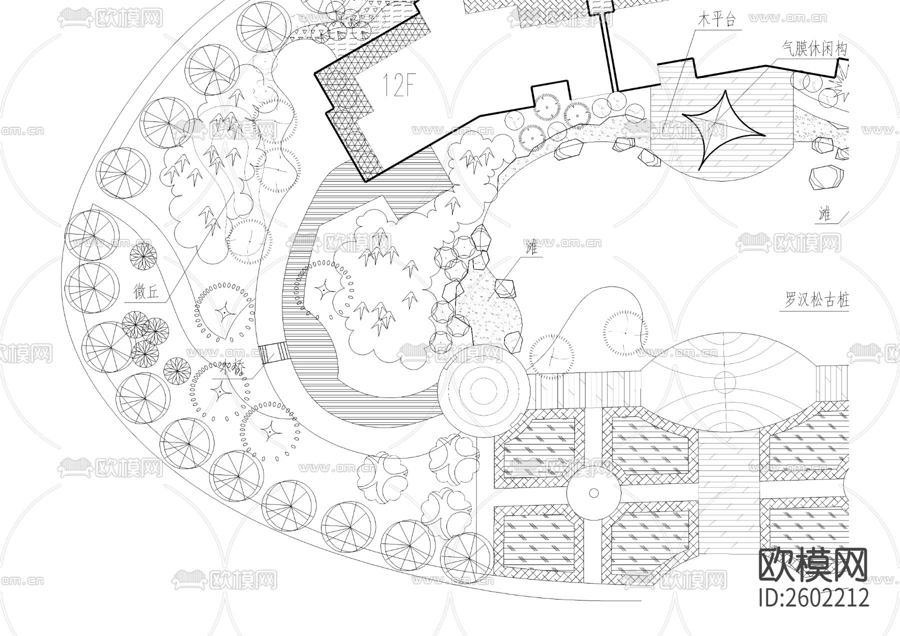 小公园景观平面图CAD施工图下载（渲染图3）