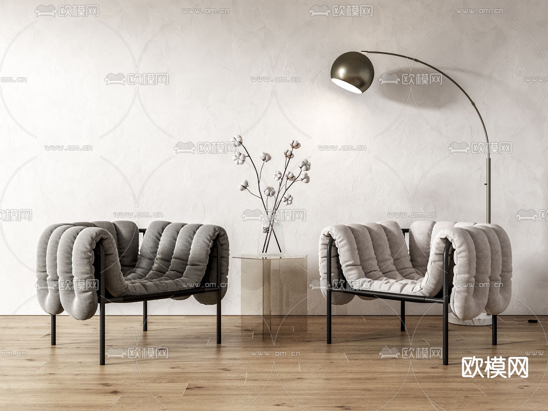 休闲椅 落地灯su模型