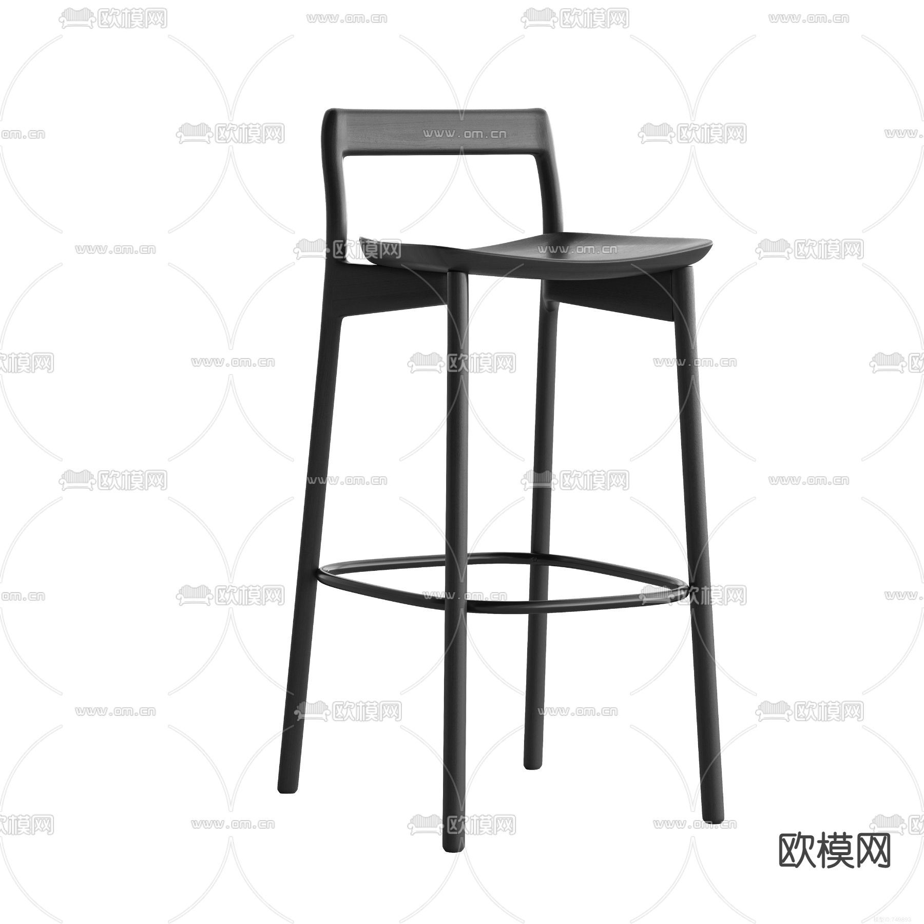 靠背吧椅 吧凳su模型下载（渲染图1）