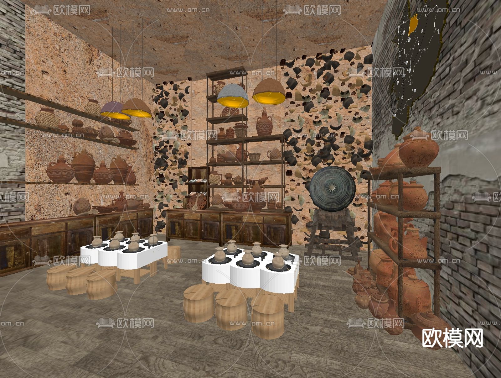 侘寂风陶艺馆su模型下载（渲染图2）