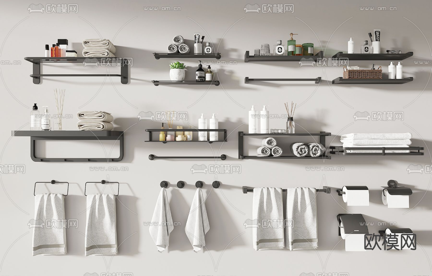 卫浴五金 毛巾架 洗浴用品3d模型下载