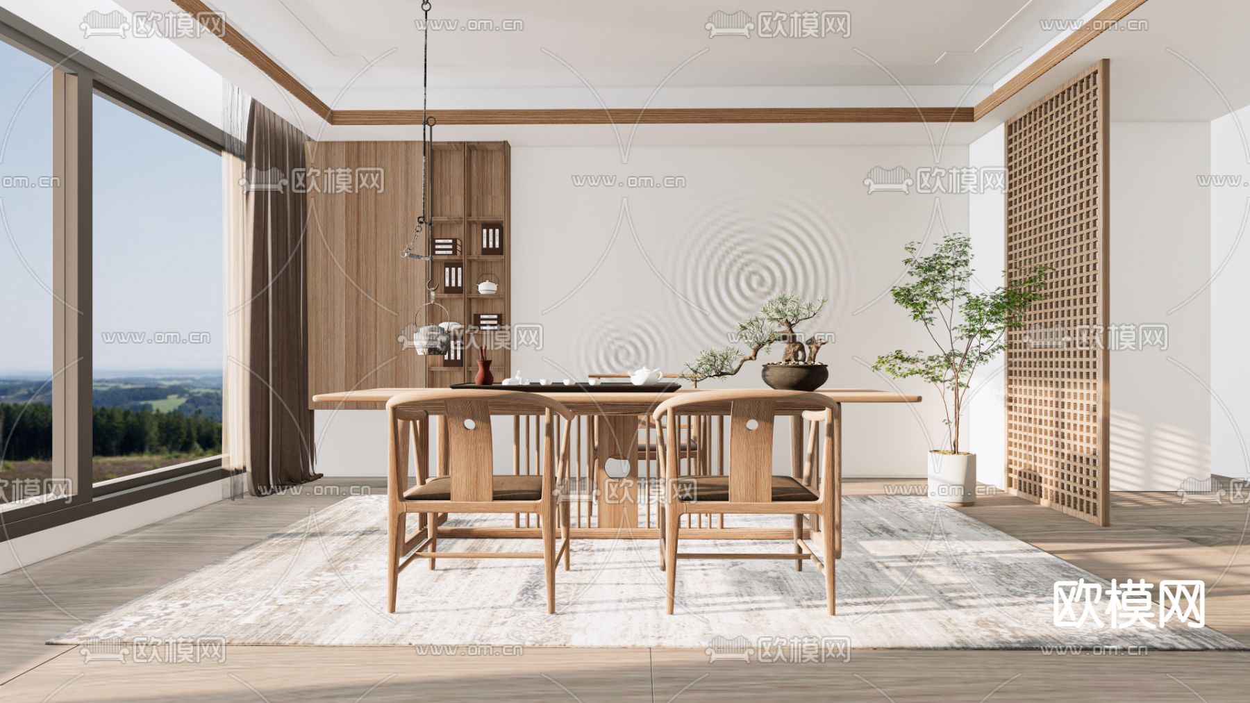 新中式茶室su模型