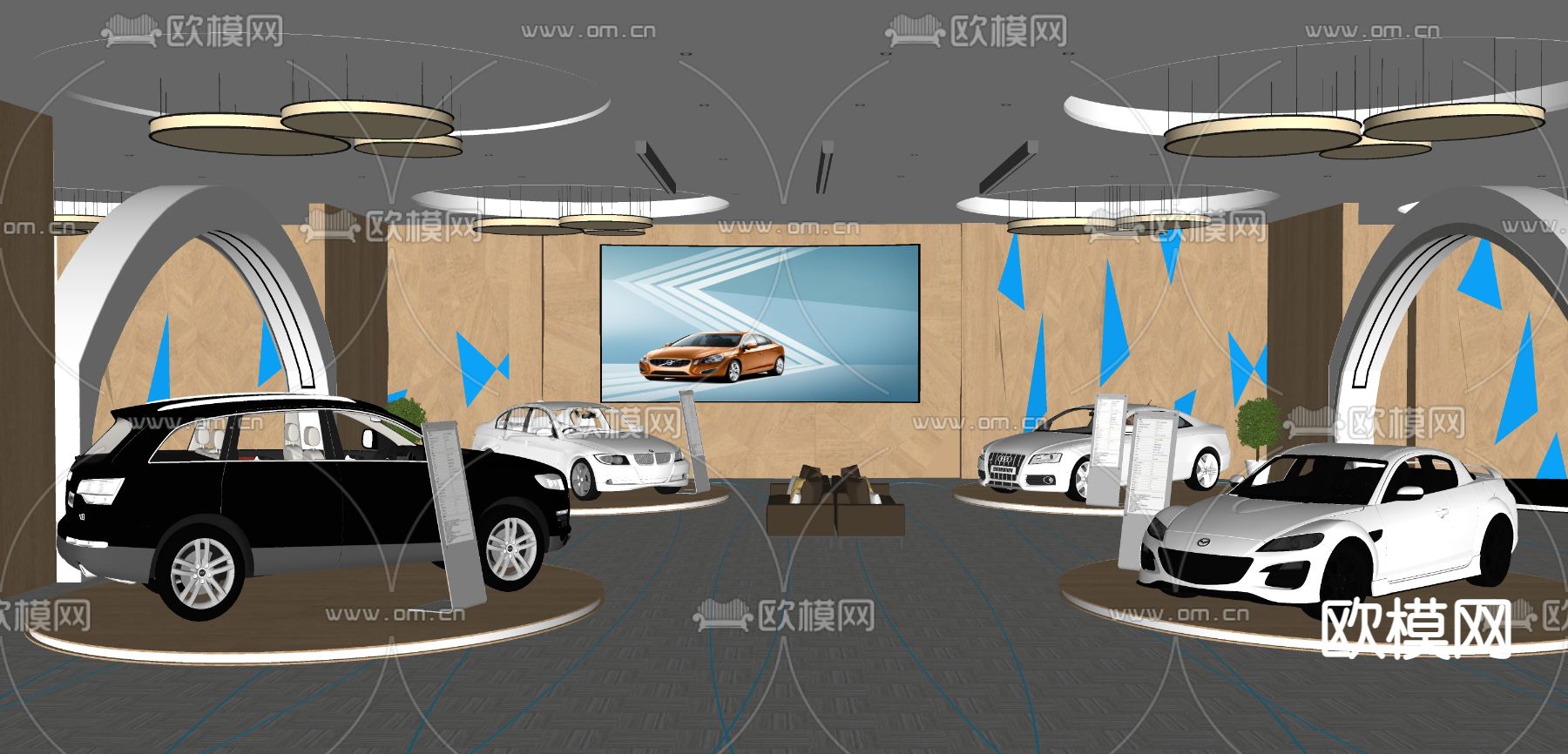 现代汽车展厅su模型下载（渲染图2）