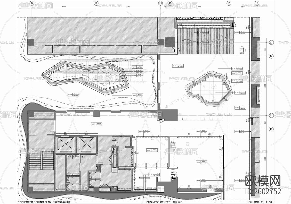 酒店商务休闲中心CAD施工图下载（渲染图2）