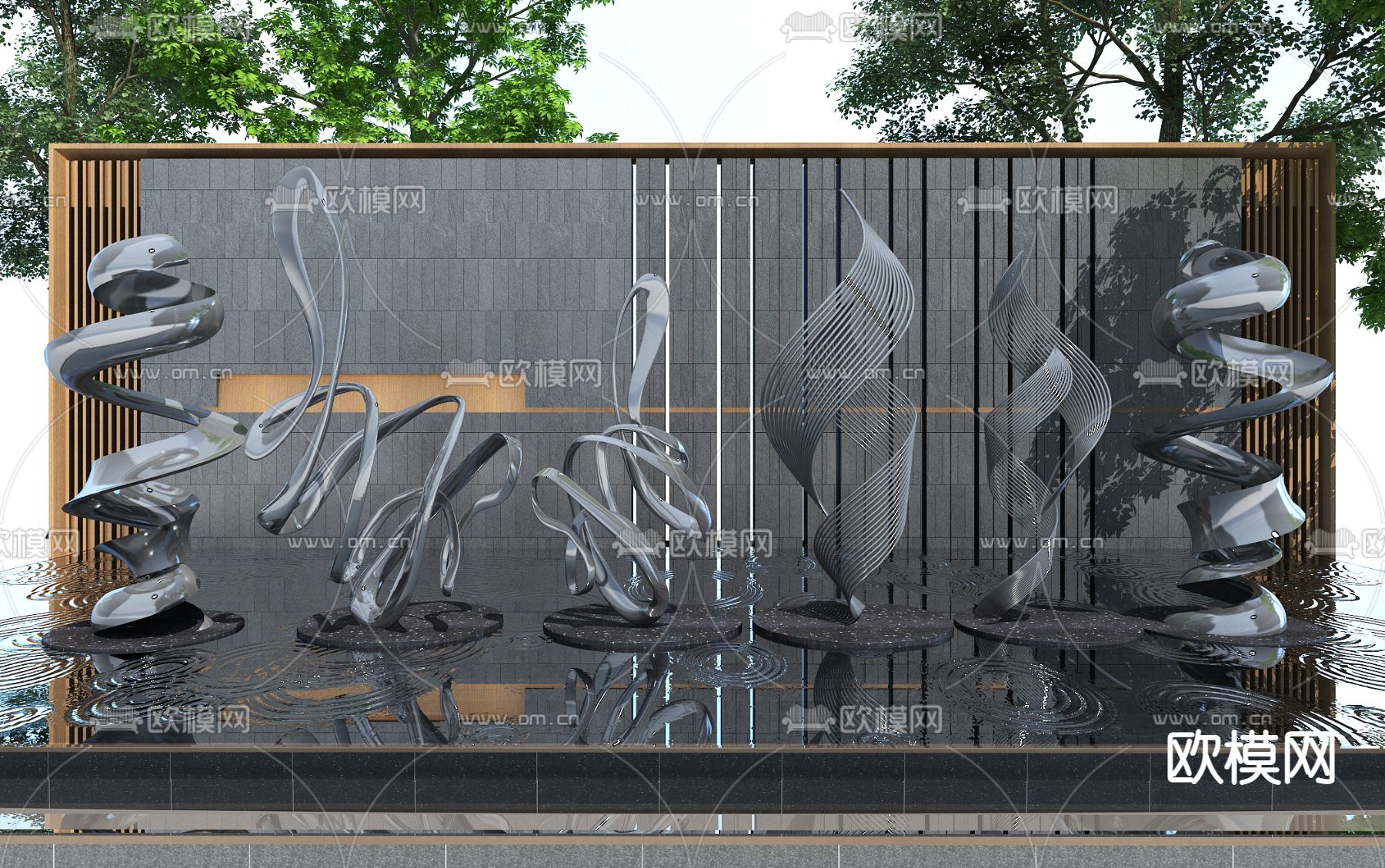 现代城市雕塑小品su模型下载_ID14044688_sketchup模型下载-欧模网