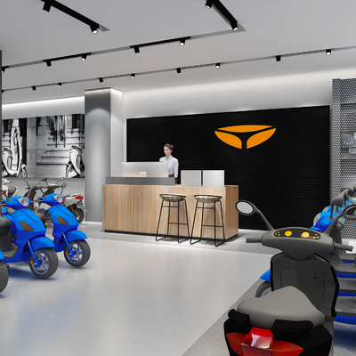  电动车专卖店su模型 