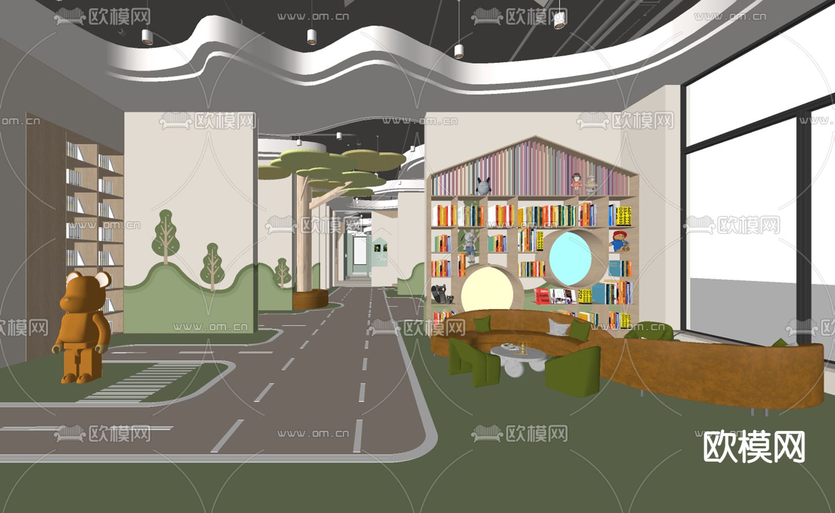 儿童图书馆 阅读区su模型下载（渲染图2）