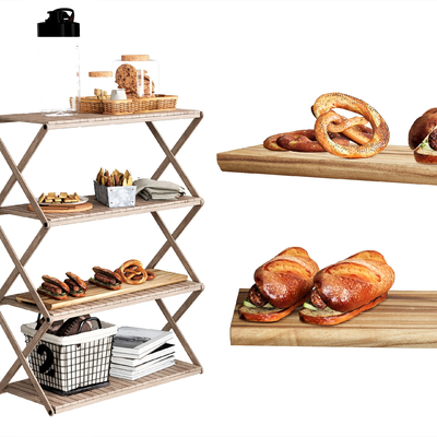  面包贝果 牛角包 法棍su模型 