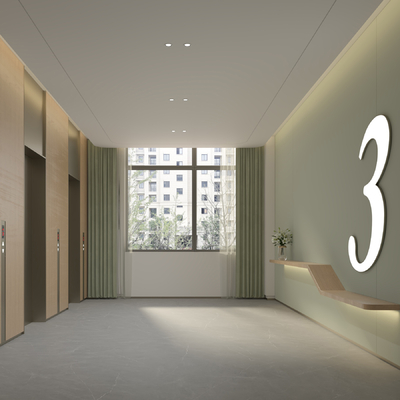  现代电梯厅su模型 