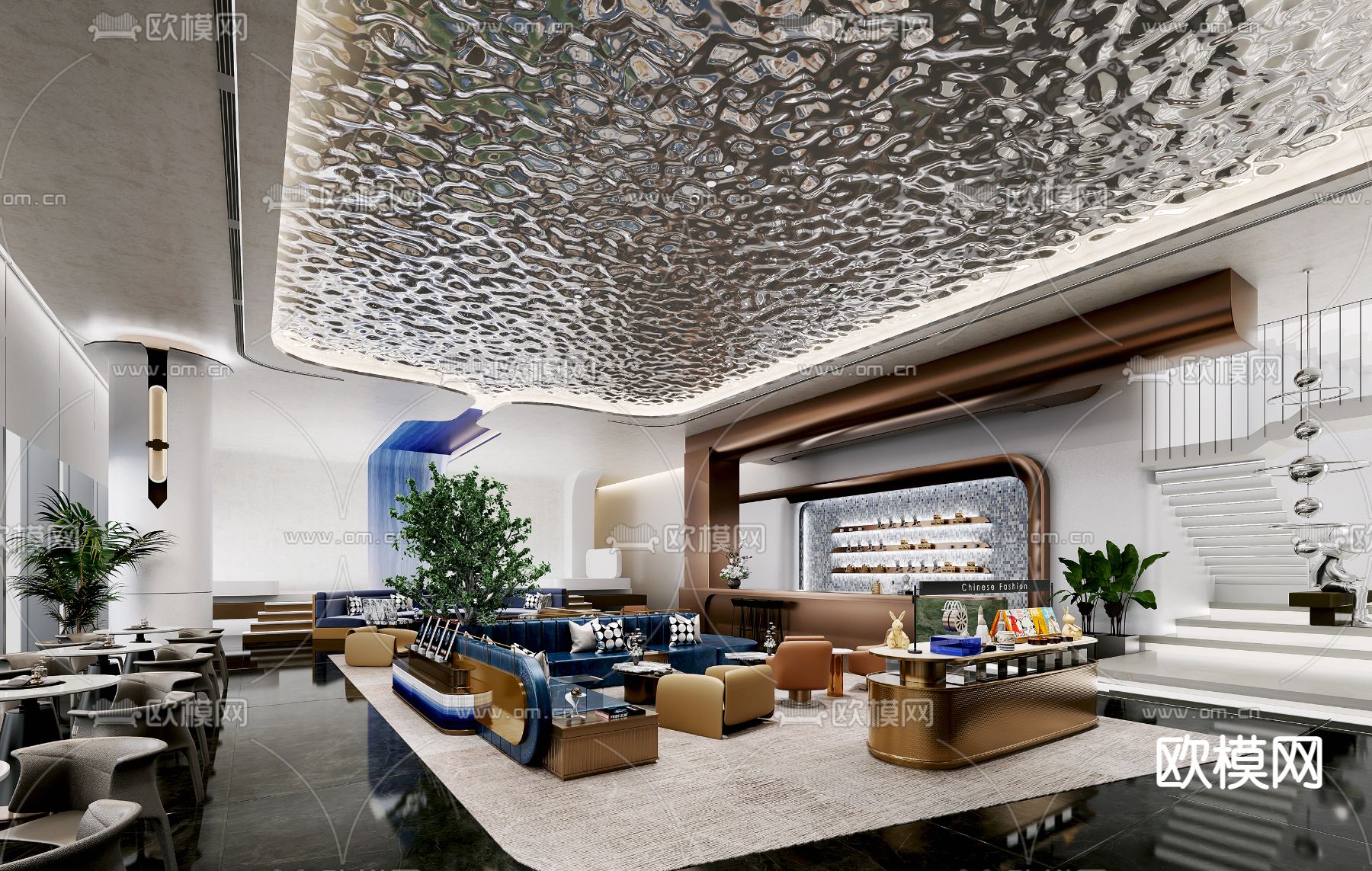 则灵艺术 金地·玖峯悦售楼处3d模型下载（渲染图1）