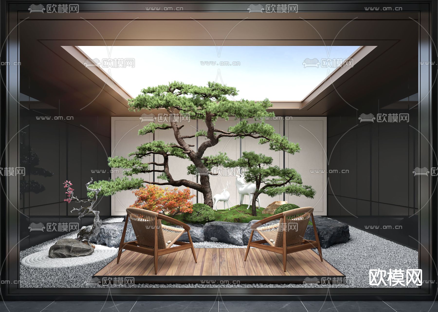 天井景观 花园造景3d模型下载