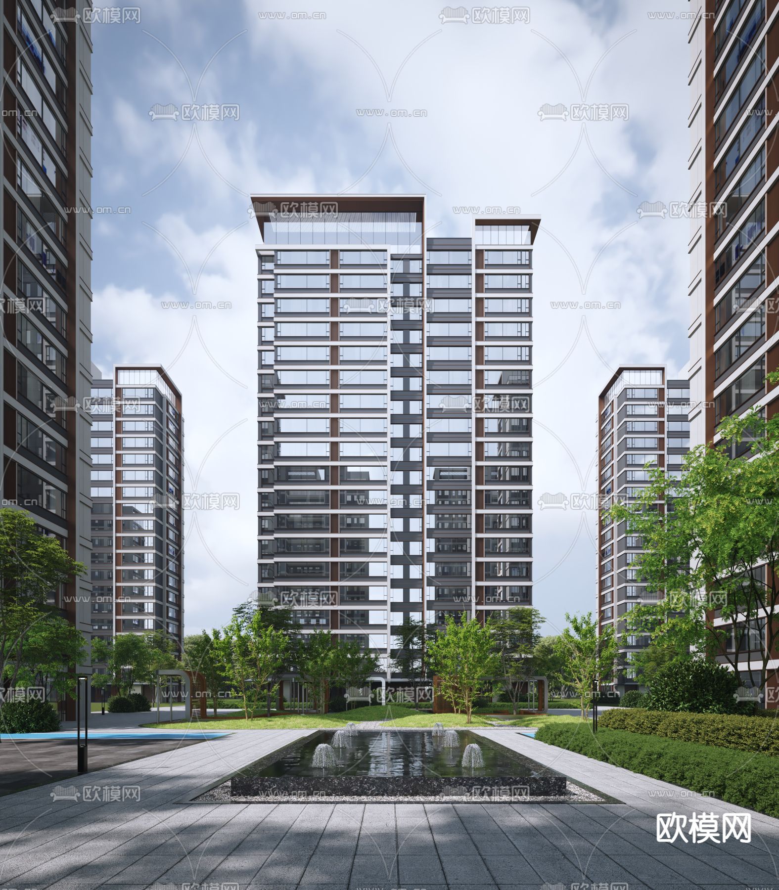 高层住宅外观3d模型下载