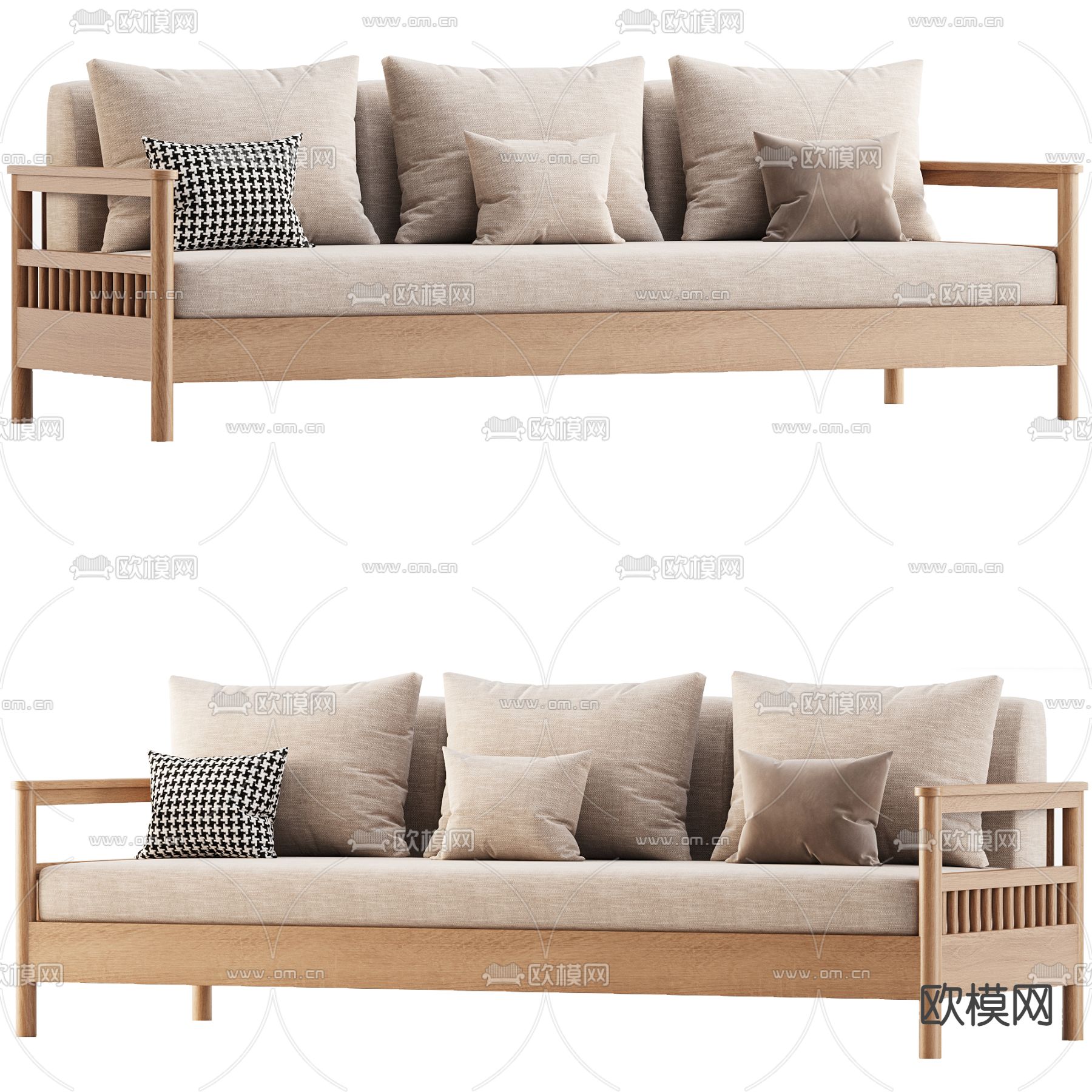 Tribeca 多人沙发 三人沙发3d模型下载（渲染图1）