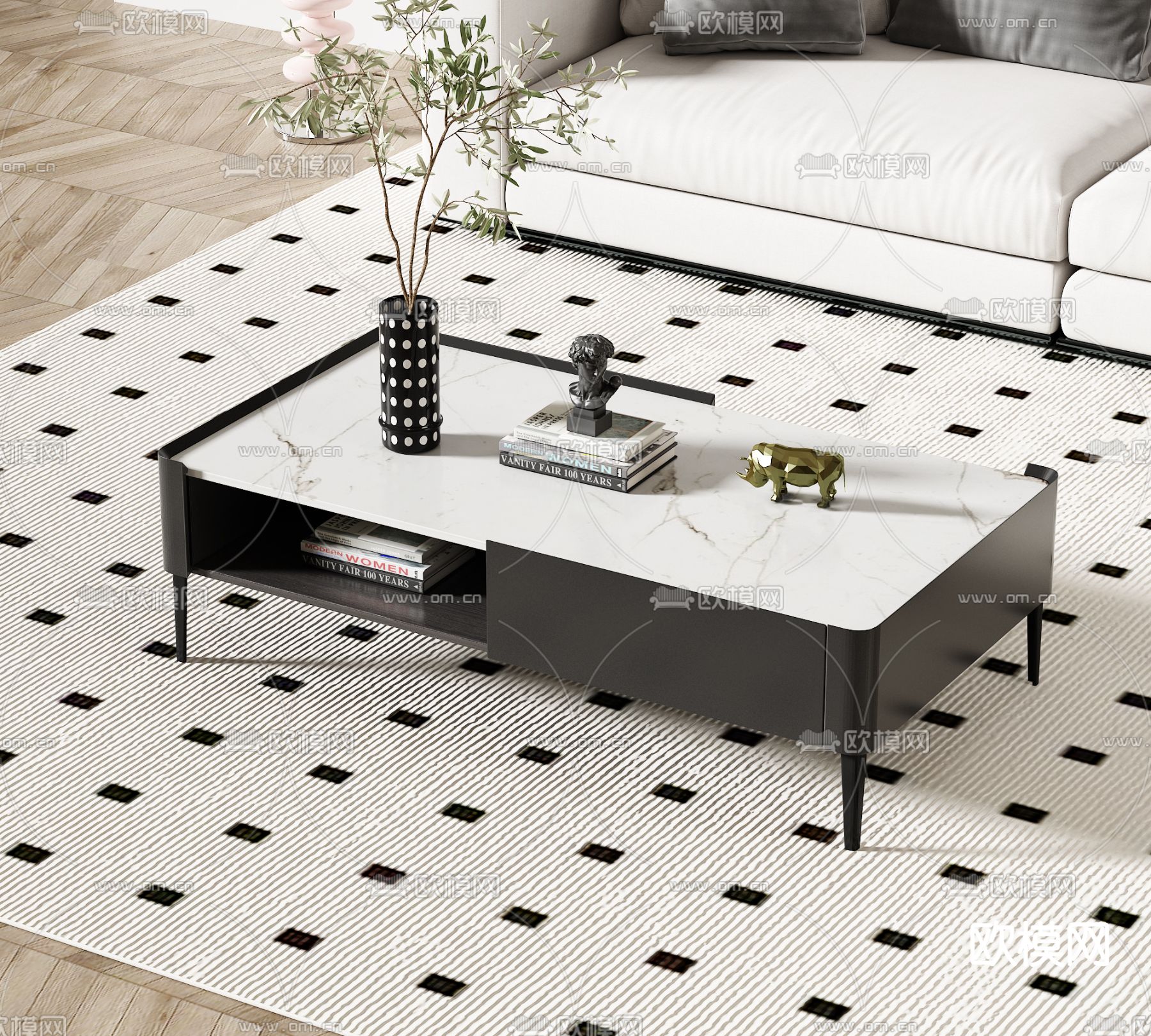 现代茶几3d模型下载