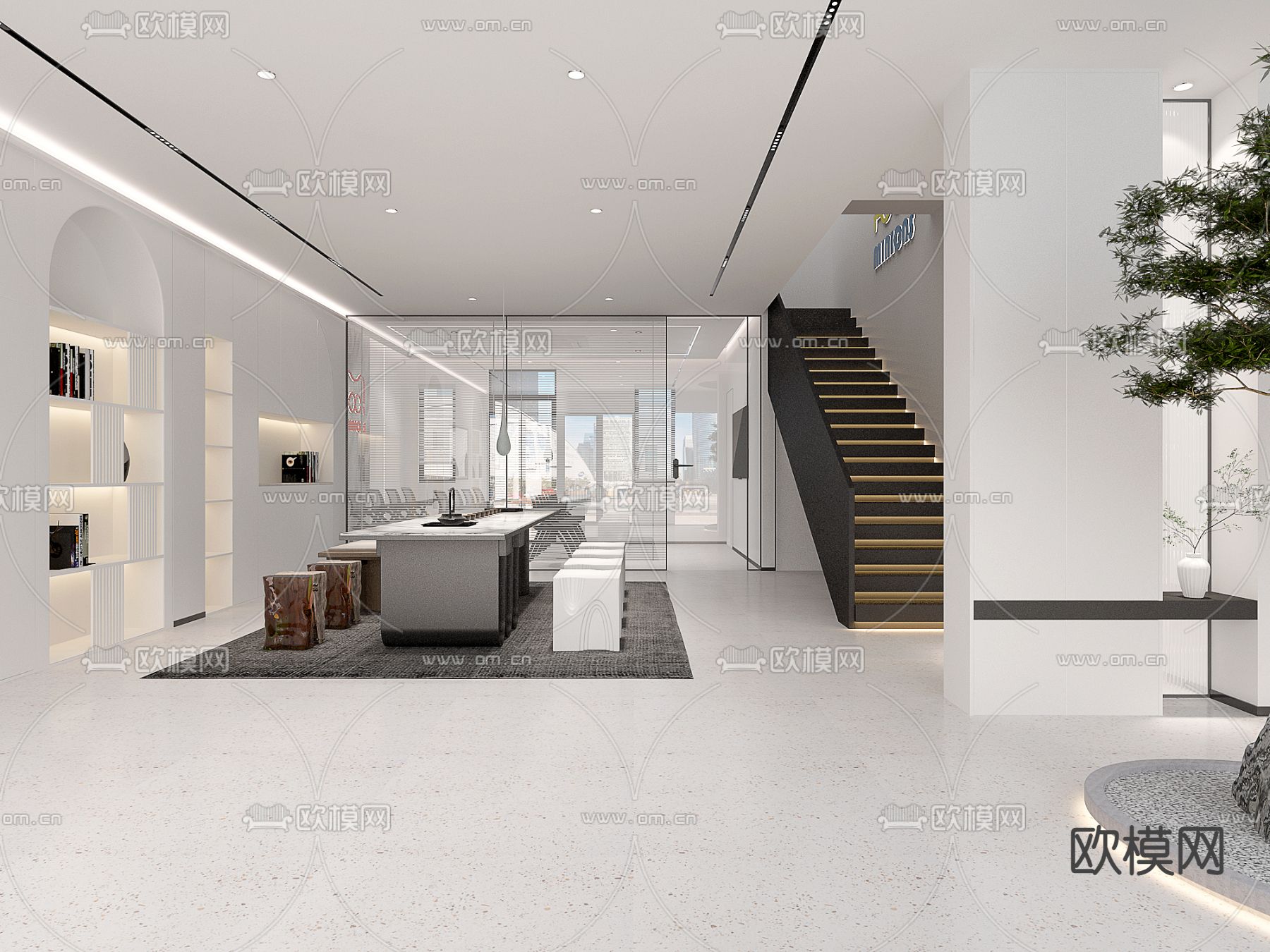 茶室 茶楼 茶馆3d模型下载（渲染图1）