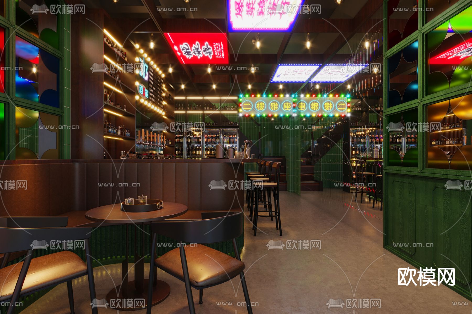 酒吧 清吧 音乐餐吧3d模型下载（渲染图3）