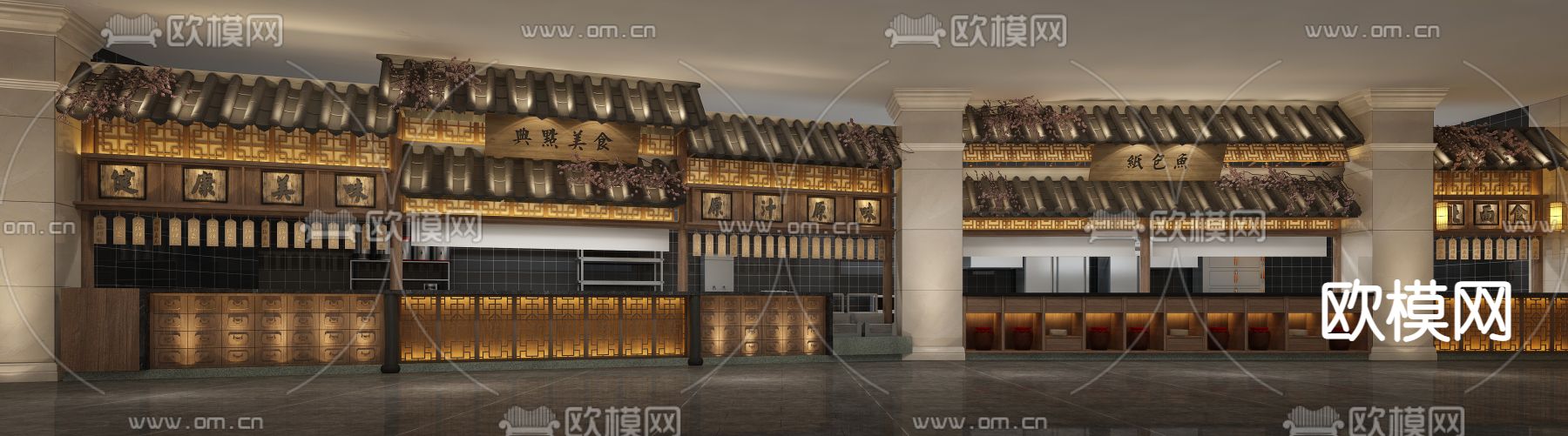 中餐厅门头 门面3d模型下载