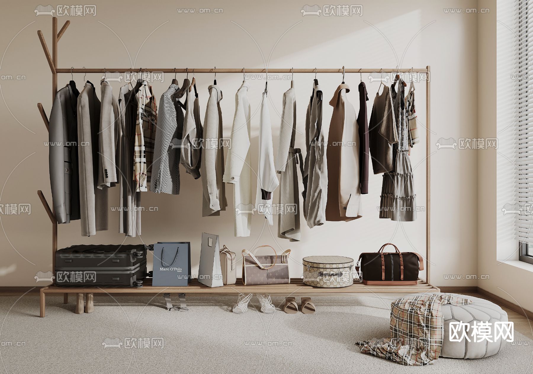挂衣架 服饰 鞋帽 箱包3d模型下载