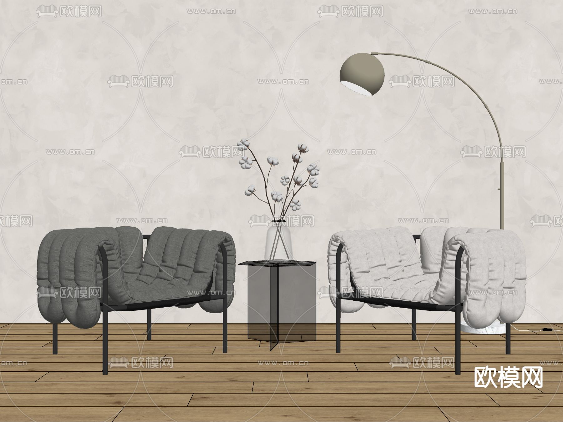 休闲椅 落地灯su模型