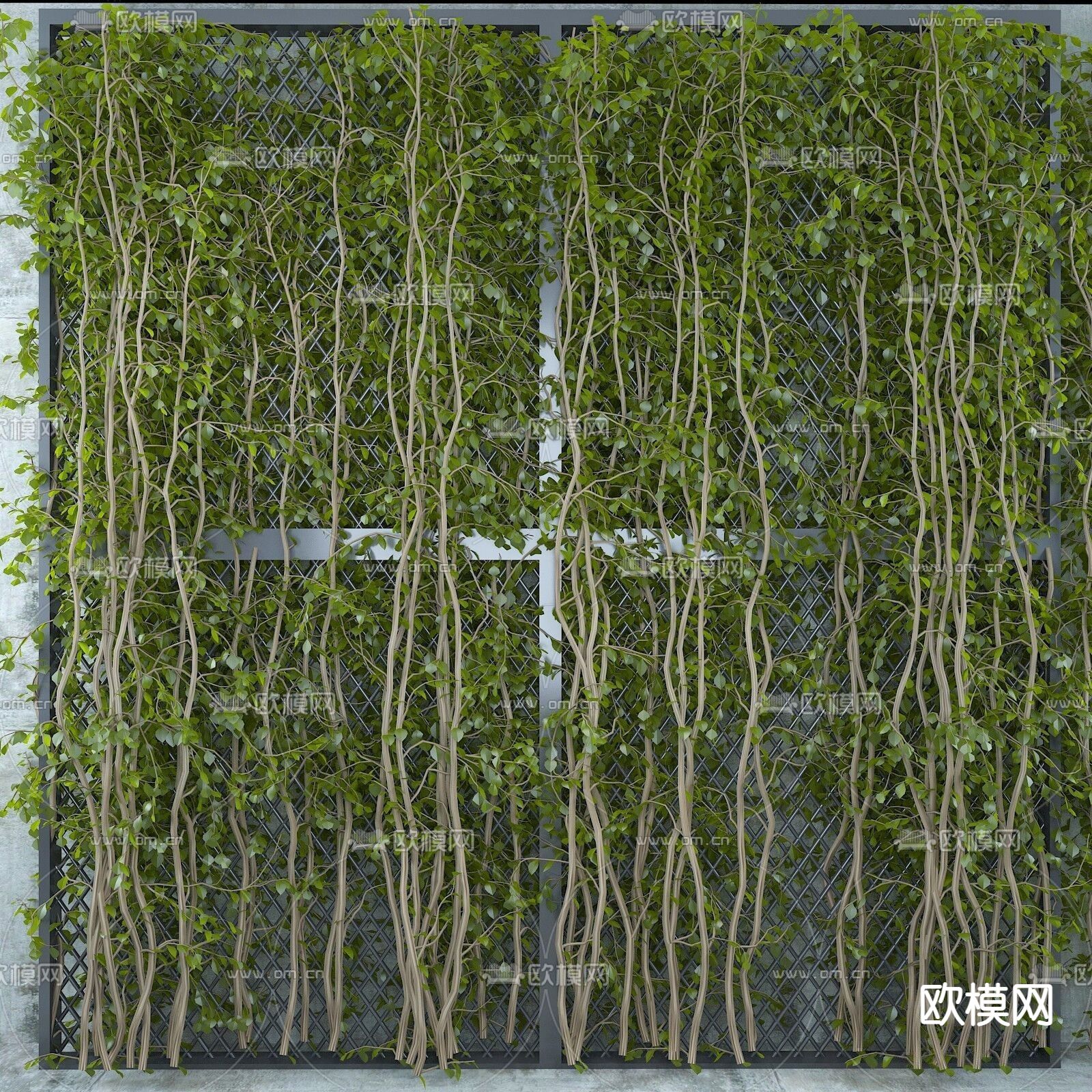 藤蔓植物墙su模型下载（渲染图1）