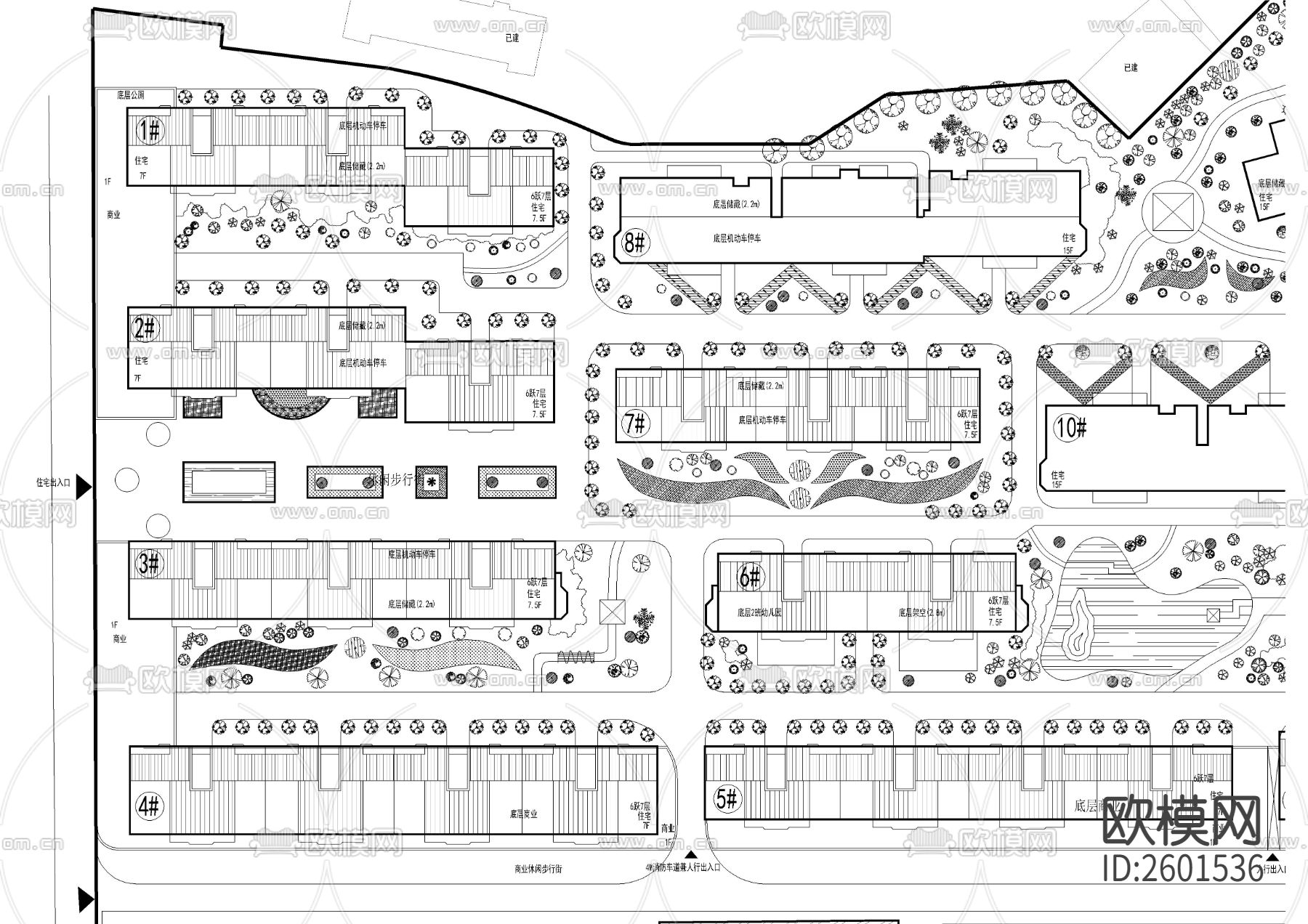 小区花园植物配置图CAD施工图下载（渲染图1）