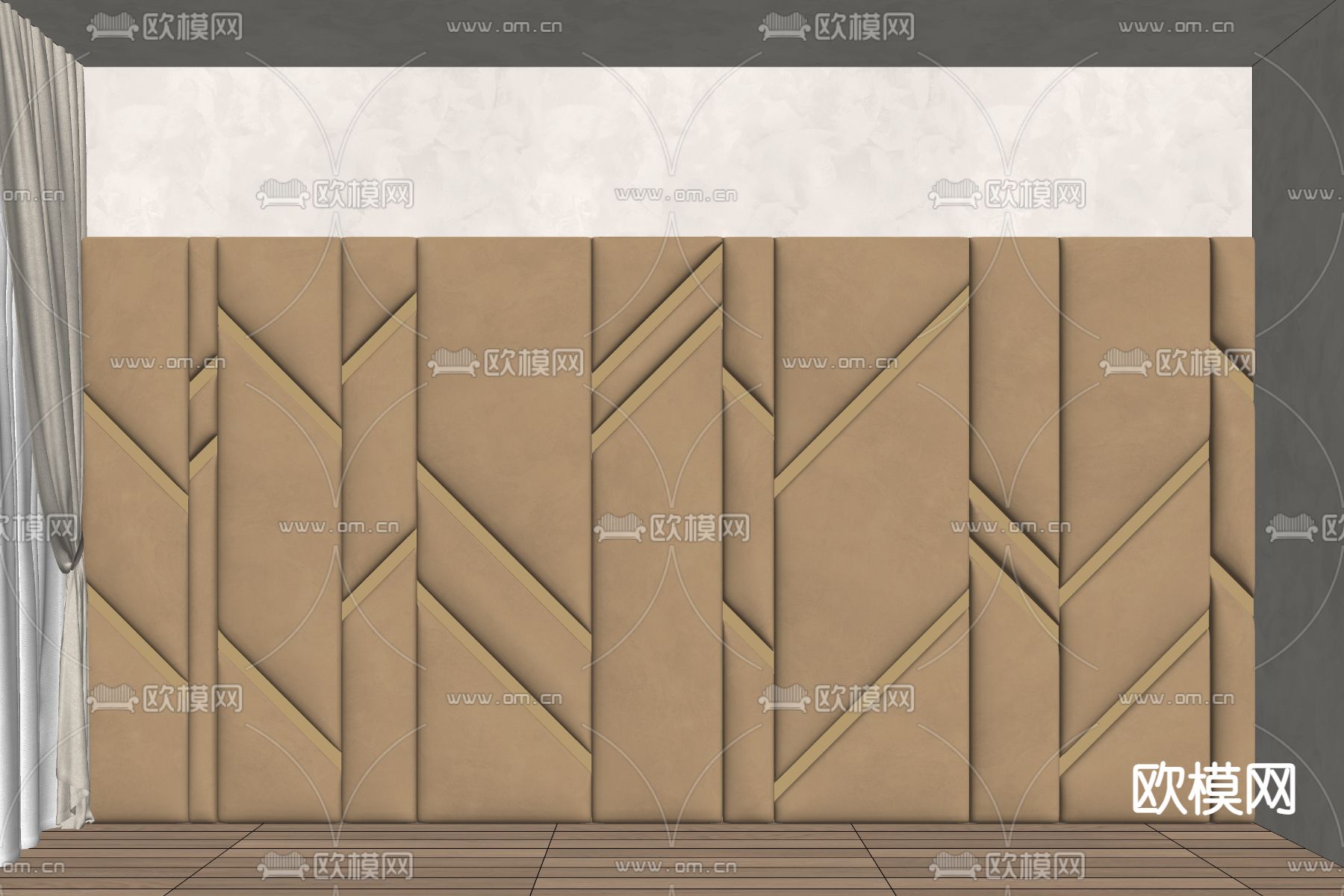 软包背景墙su模型